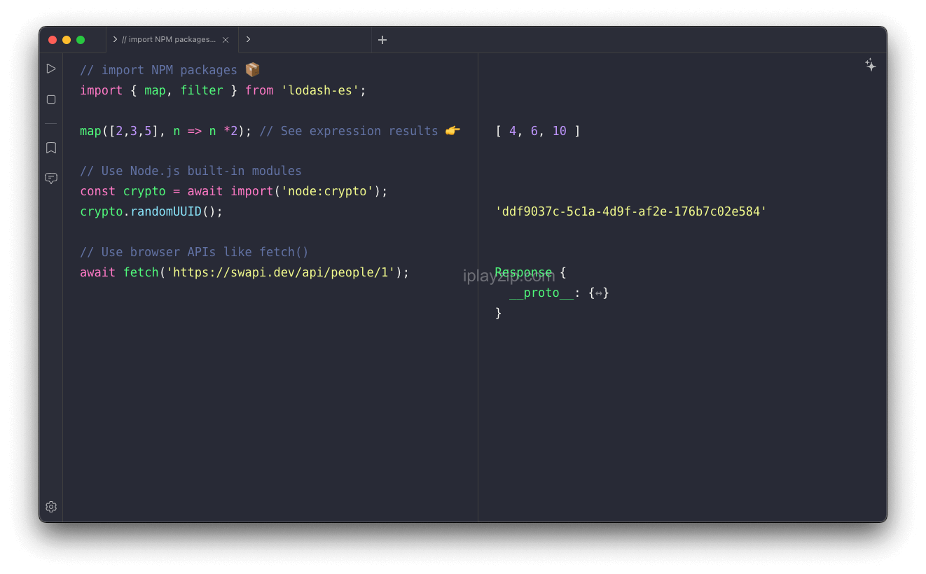 RunJS 代码编辑器界面展示